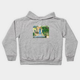 Blue door, Jerusalem scene Kids Hoodie